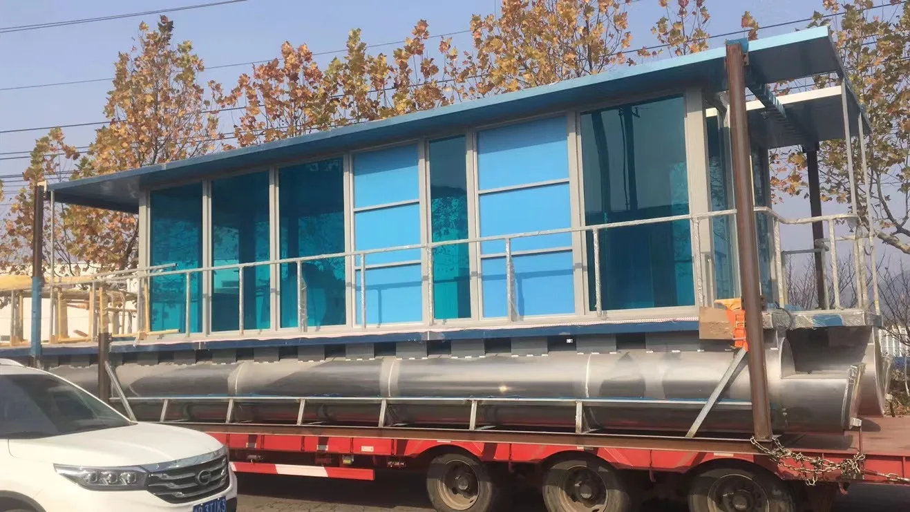 34ft Aluminum Glass House Pontoon Boat Water  Floating Party House Boat Water Building Floating Passenger  Boat