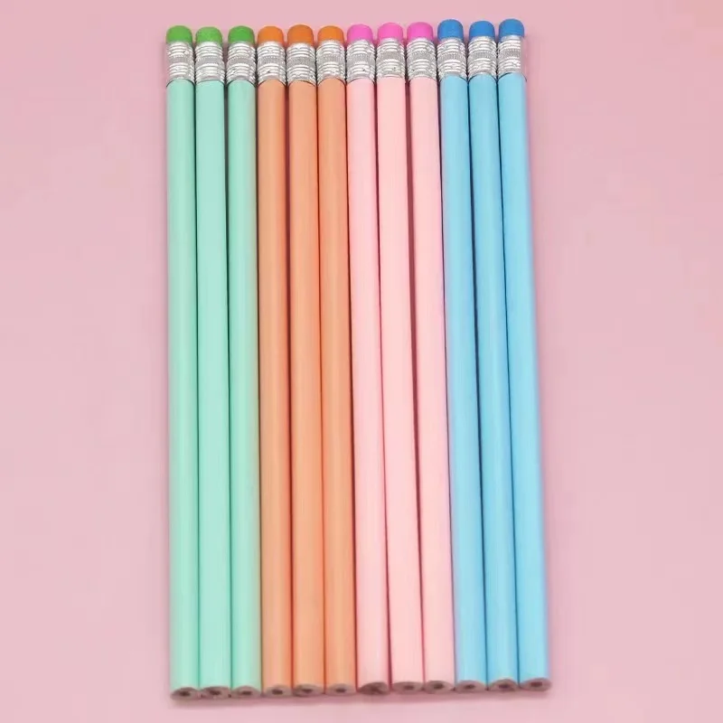pink pencil with eraser China stationary factory cheap wholesale black wooden pencil custom HB wood pencil for OEM
