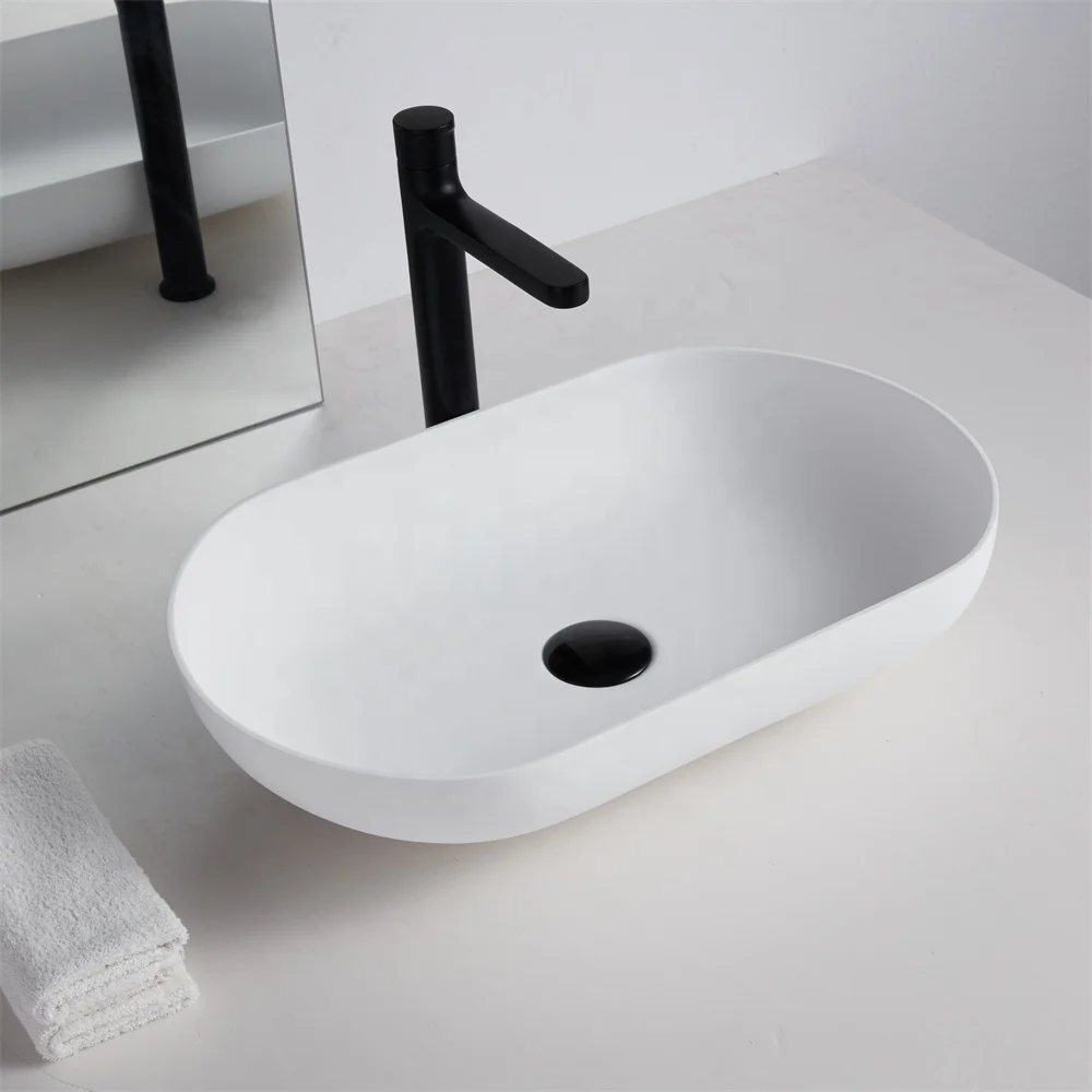 Bathroom Stone Solid Wash Basin Bowl Countertop Oval Large Deep Sink