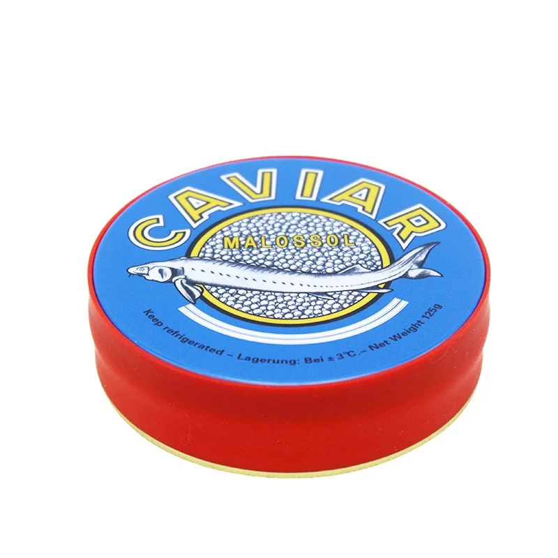 Dongguan factory directly sale 10g 15g 30g 50g 100g 125g 250g 500g round food grade caviar tin box