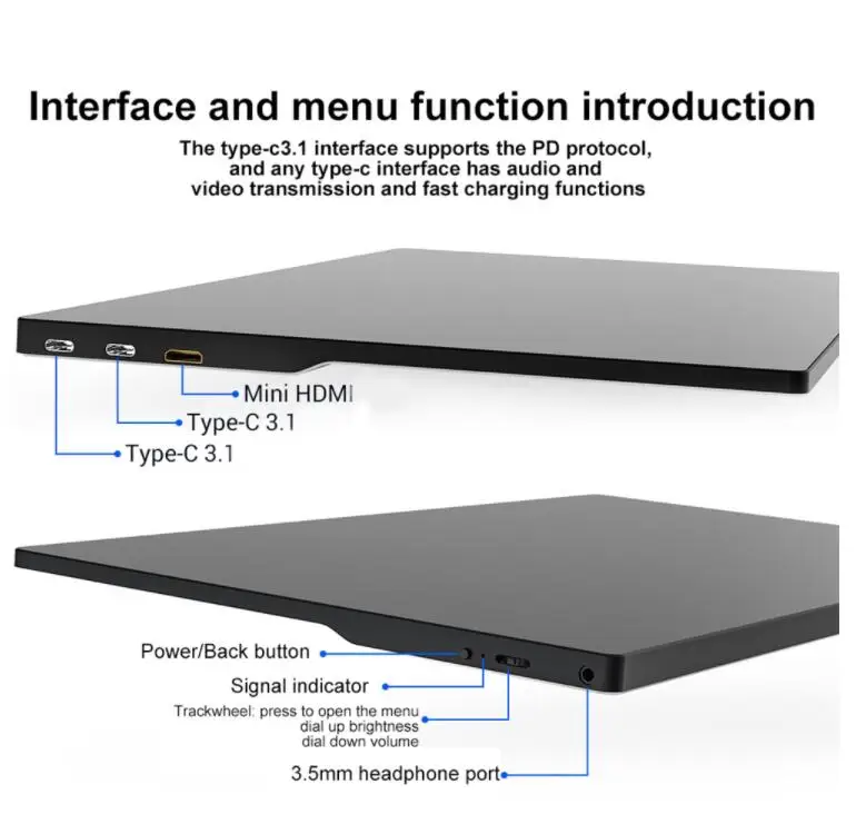  Новый портативный монитор IPS 13 3 дюйма 1080P с полным обзором внешний USB Type-C для ноутбуков ПК телефонов PS4/3