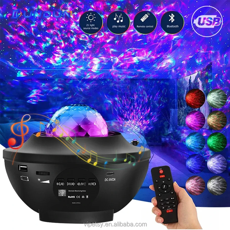 Wholesale USB wireless audio dazzling full Star laser light atmosphere night light