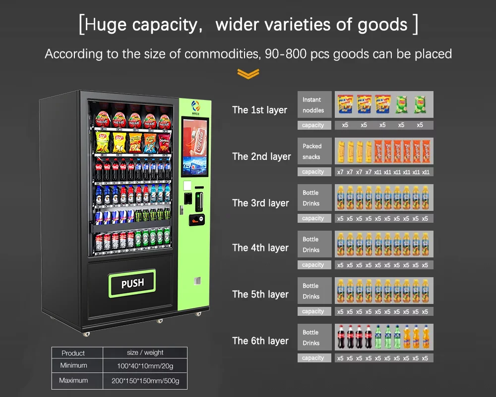 Best Value Smart 21.5 Touch Screen Drink And Snack Vending Machine With Cashless Payment Options And High Durability