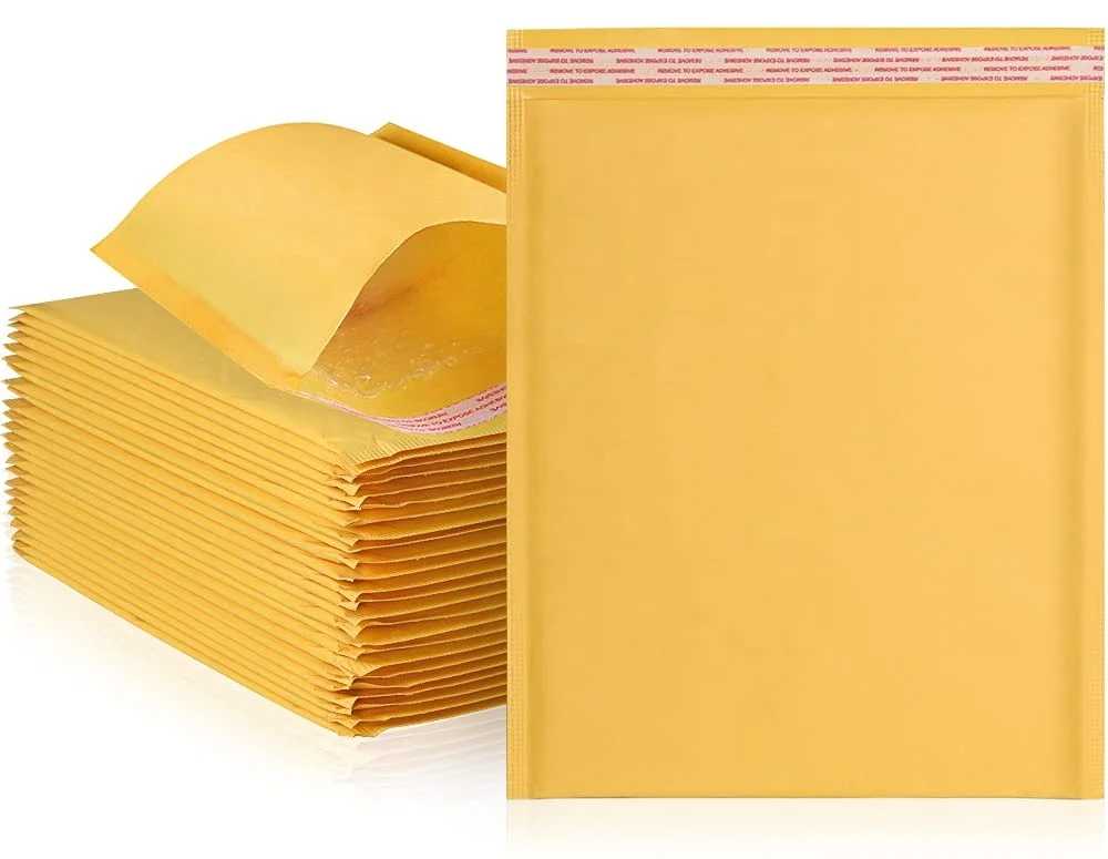 Custom Logo Shipping Postage Packaging Envelopes Air Mailer Self Seal Compostable Biodegradable Large Kraft Paper Bubble Bag