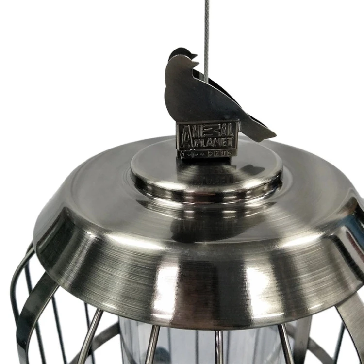  2021 Nickle Plating Metal Cage Hanging Decoration Bird Feeder For Outdoor Wild Birds Food