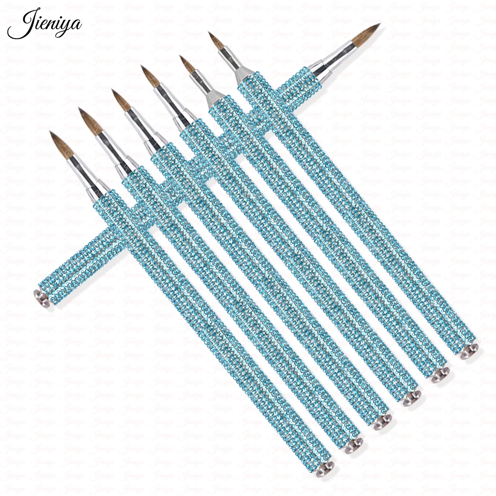 International size #2~#5 Shiny blue rhinestone diamond decoration handle pure sable hair kolinsky 3D brush Sculpture brush