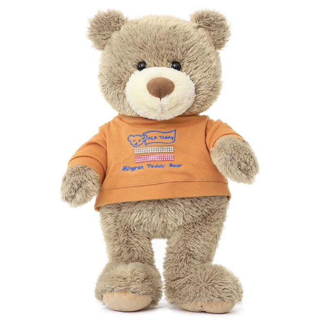 Custom design logo T-shirt teddy bear education baby plush toy stuffed animal toy