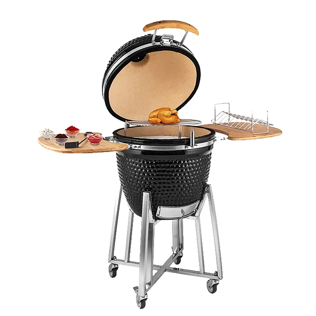 Aliker BBQ ceramic 21inch charcoal BBQ grill Kamado smoker burning stove ceramic