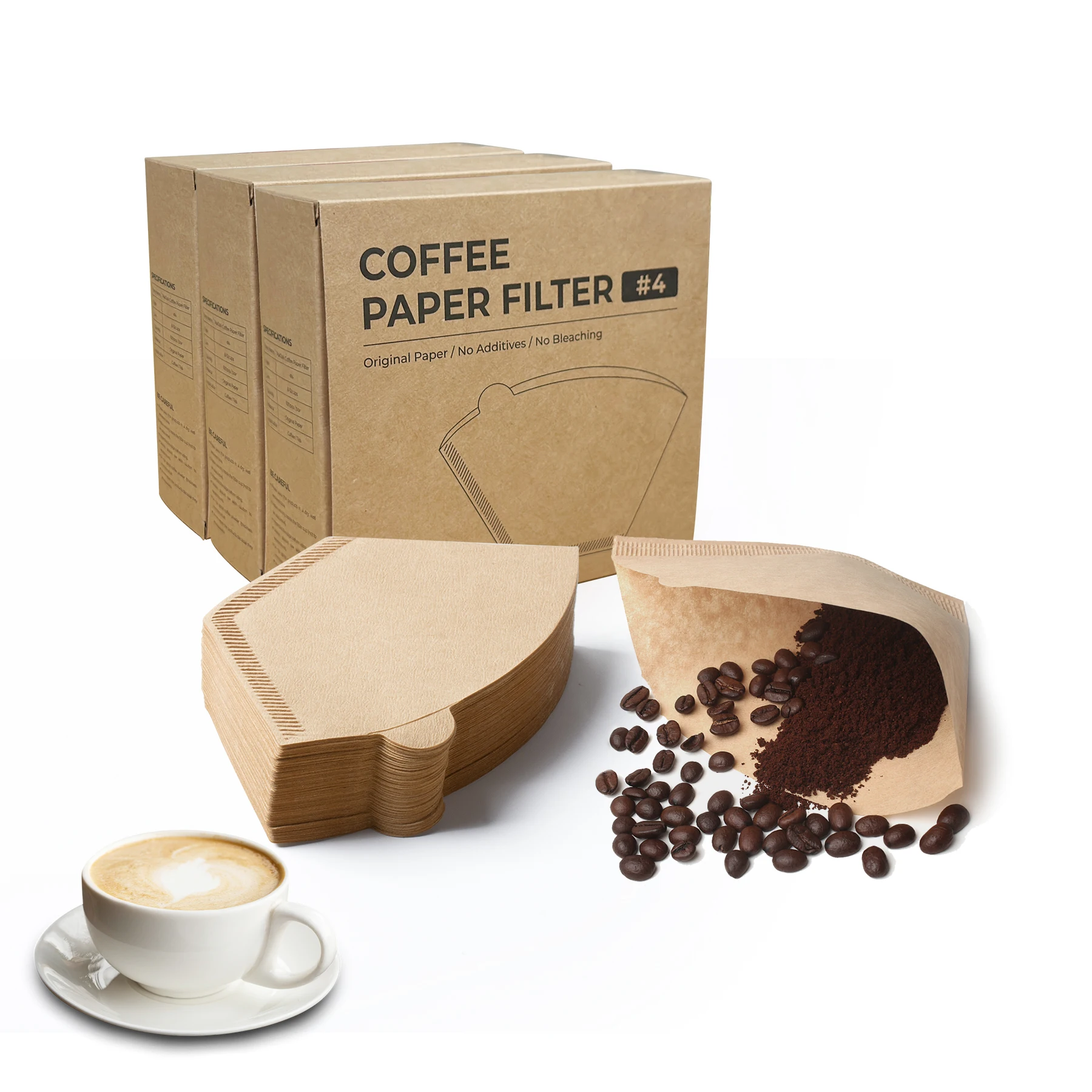 300Pack 8-12 Cups V Shape #04 Coffee Filter Paper For Pour Over & Drip Coffee Maker