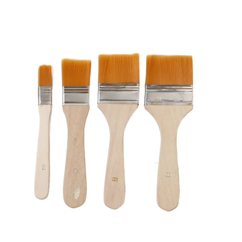 Keep Smiling 4pcs Hot Selling Multi Size Nylon Wooden Handle Hog Bristle Paint Brushes Set