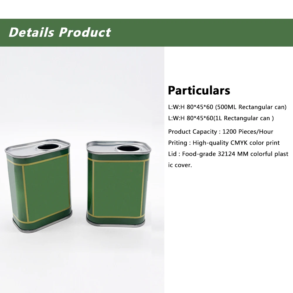 Empty can 500ml metal liquid packaging container Oil tin box Olive oil can Paint metal packaging tin can with lid box