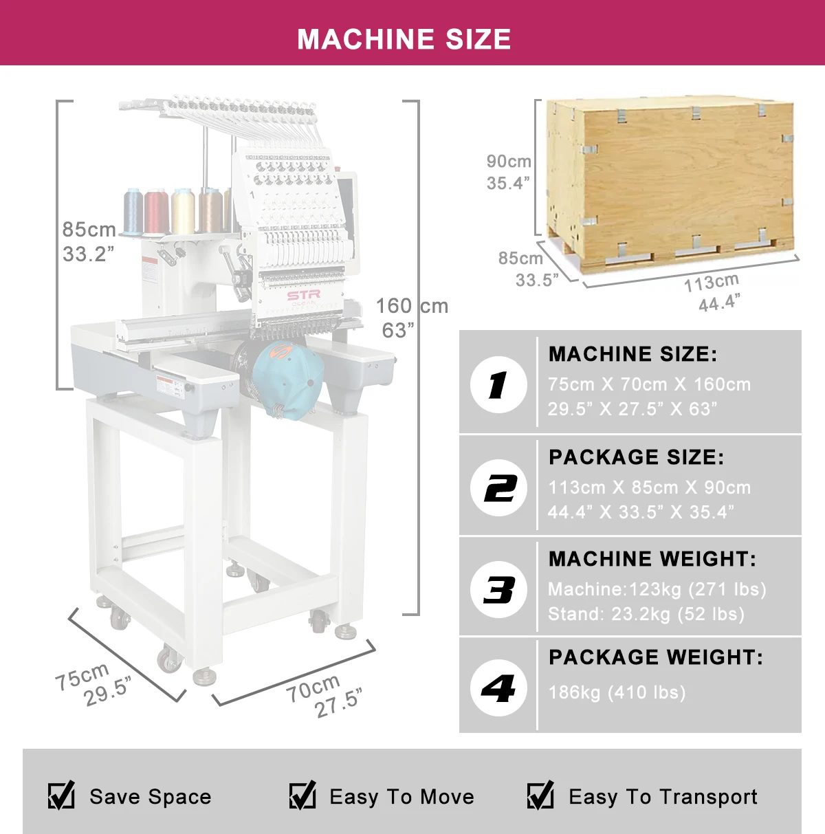 STR OCEAN automatic single head multi needle computerized fabric carpet hat t-shirt embroidery machine