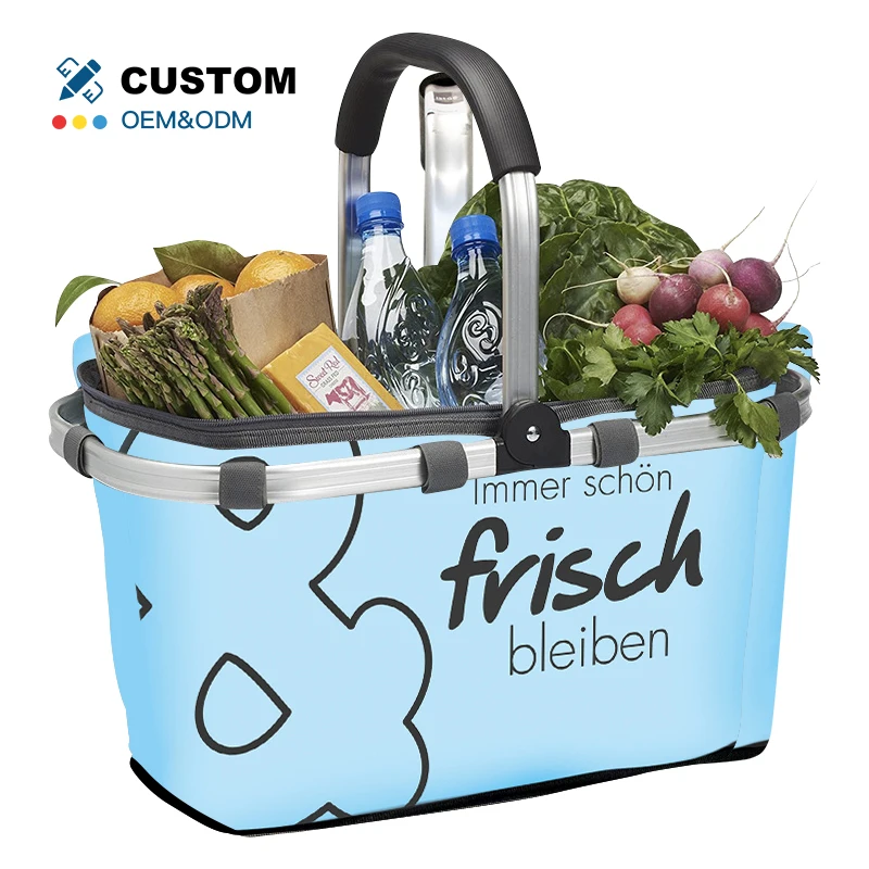 Custom Logo Extra Large Cooling Cooler Bag Box Luxury Collapsible Storage Basket Camping Food Metal Cooler Picnic Basket