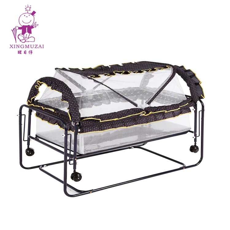 Классическая многофункциональная Экологически чистая металлическая кроватка из МДФ для новорожденных с москитной сеткой детская