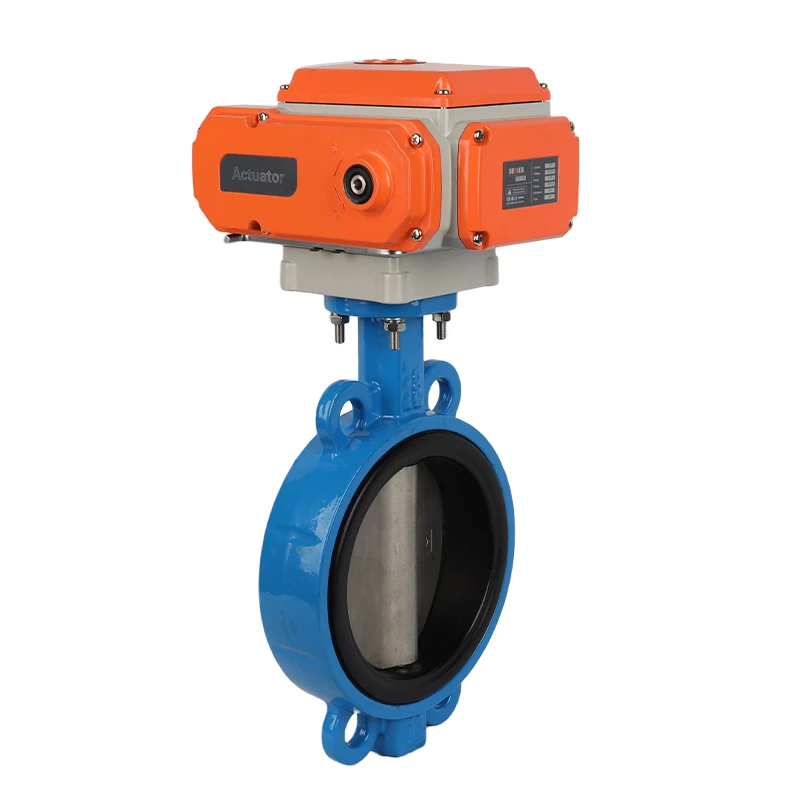 DN100 PN16 4 inch 12 Volt PTFE Lined Wafer Type Electric Actuator Butterfly Valve Cast Iron Motorized Butterfly Valve