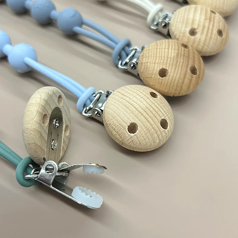 XLEE Custom Personalized Cotton Wooden Silicone Pacifier Clip For Baby