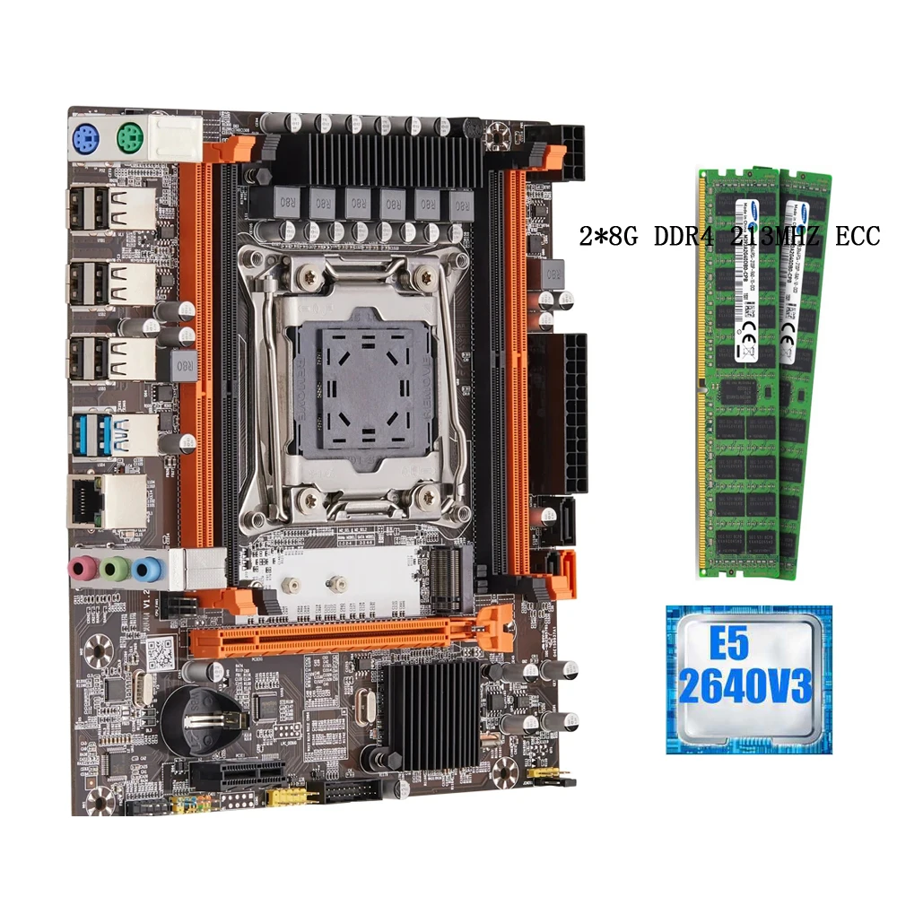 Комплект материнской платы X99 LGA 2011-3 с процессором Intel Xeon E5 2640 V3 и 2*8 ГБ DDR4 ECC REG набор памяти