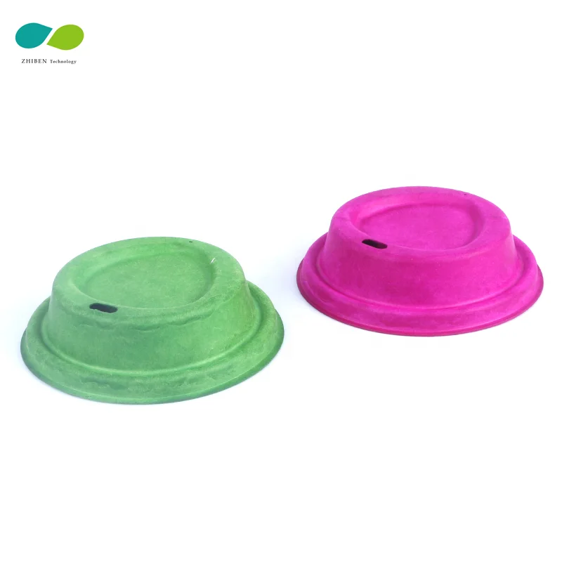 Custom size and color bagasse cup lid disposable eco-friendly sugarcane coffee cup cover OEM wholesale