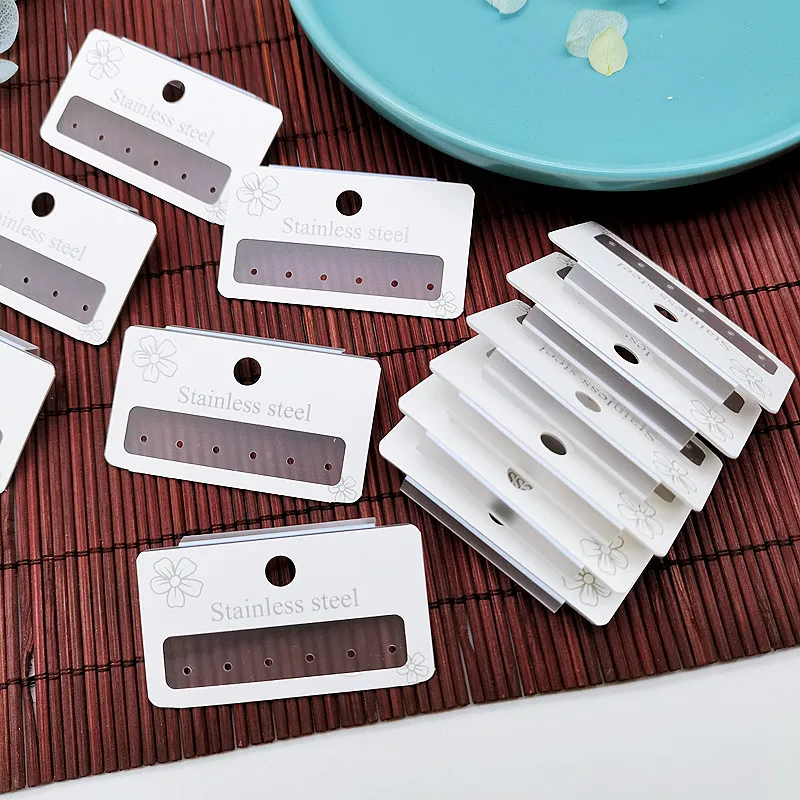 5.5*3cm New 6-hole In-line Stud Hook PVC Cardboard Ear Ring Paper Card Earring Plastic Hanging.