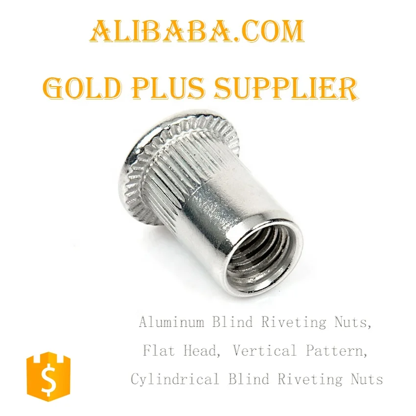 ALUMINUM  RIVETING NUTS FLAT HEAD VERTICAL PATTERN CYLINDRICAL BLIND RIVETING NUTS FOR PLATE