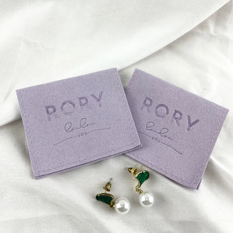 Custom logo jewelry bags for earring necklace holder display with insert suede microfiber jewelry packaging velvet pouch