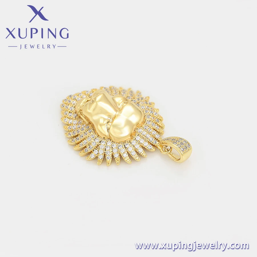 X000024736 xuping jewelry Fashion Domineering King of the Forest Lion with Diamonds 14k Gold Plated Versatile Pendant