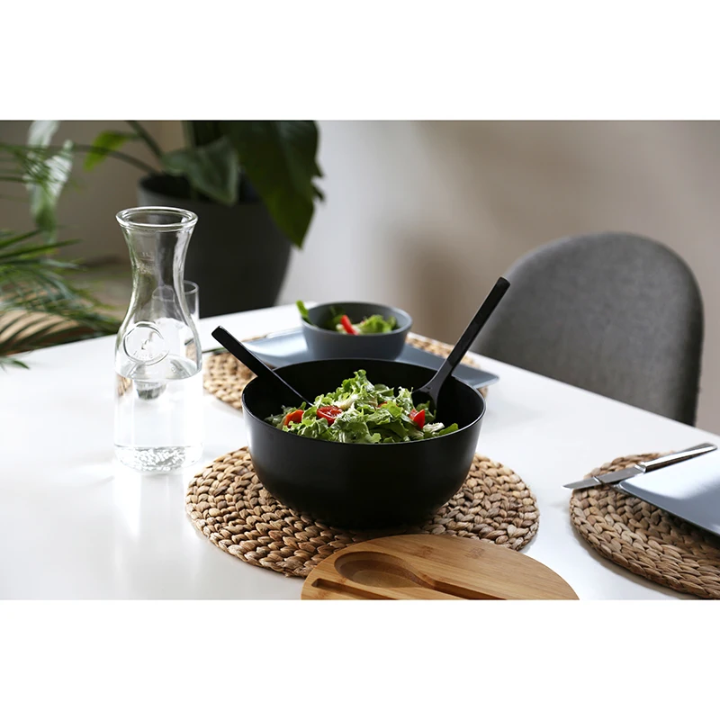 Kitchen accessory Picnic Camping spoon forks wooden lid Salad Bowl