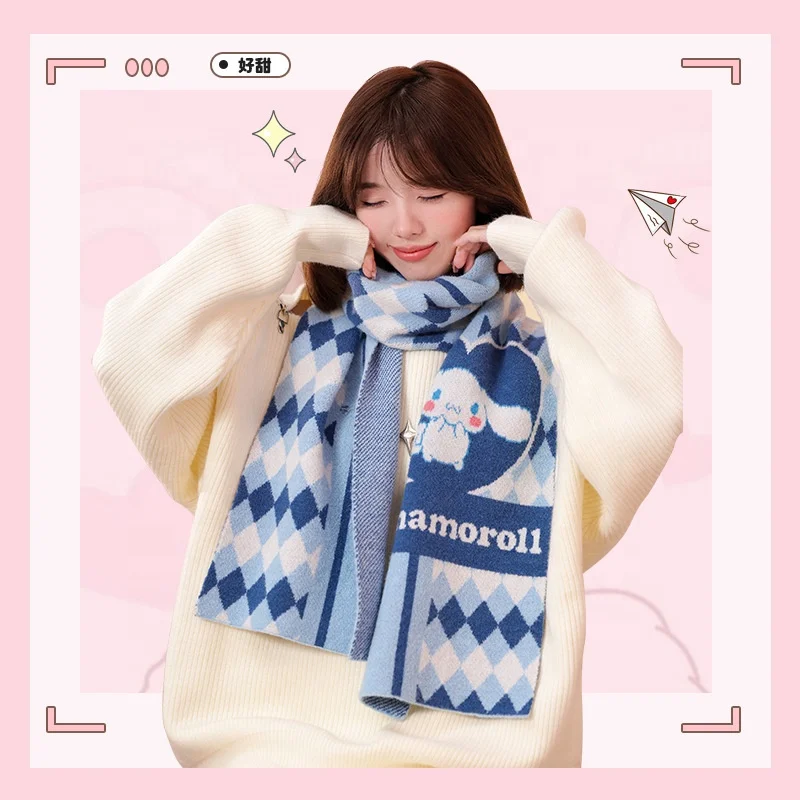 Sanrios Scarf Kawaii Kuromi Cinnamoroll My Melody Cartoon Soft Thick Scarves Winter To Keeping Warm for Girls Gift