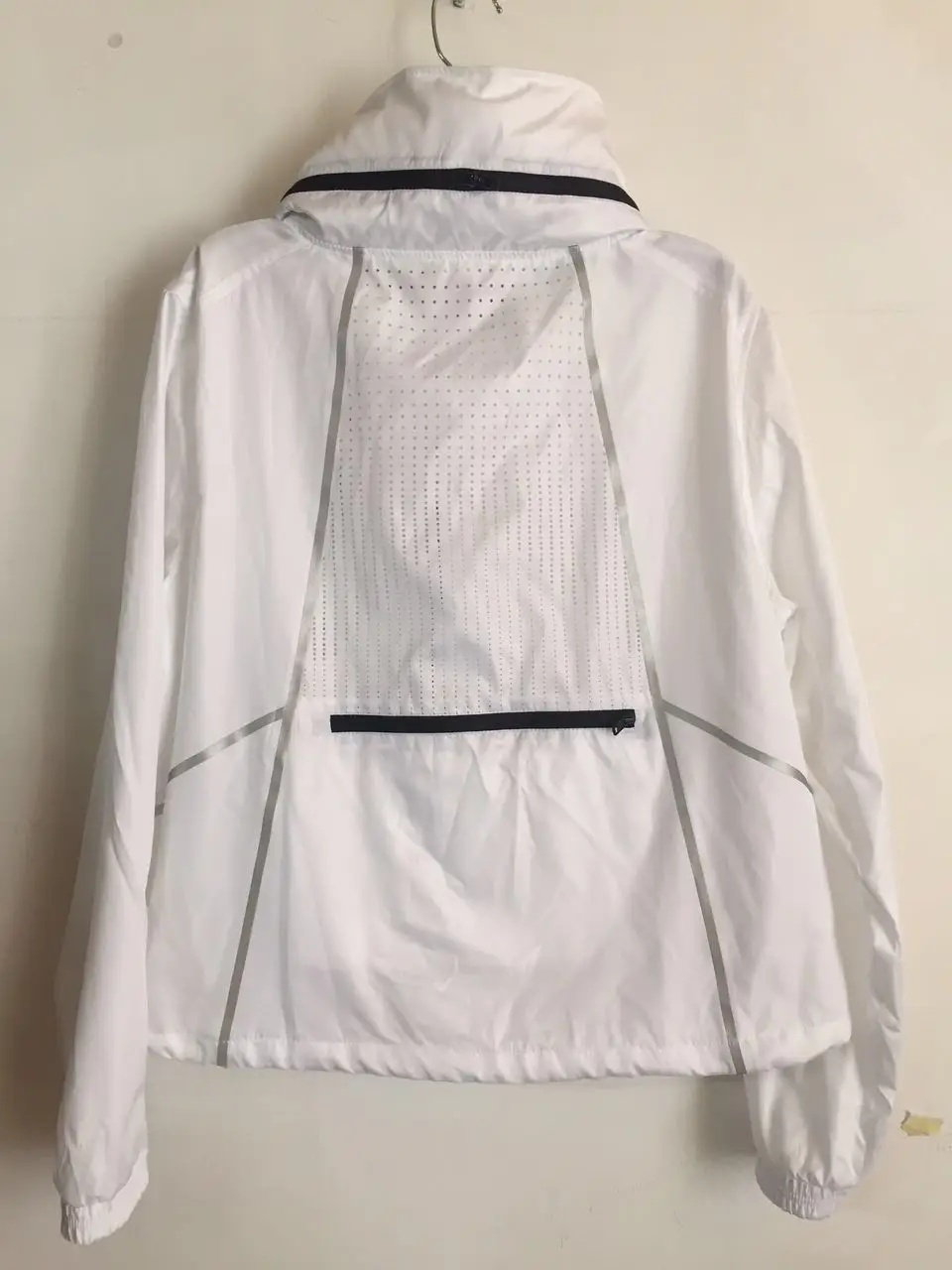 
100% poly pearly lustre water proof jacket laser cut laser boring hole quilted jacket reflective tape contrast quilted jacket 