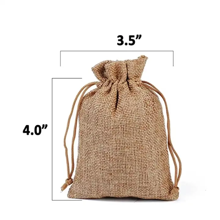 Изготовленный на заказ логотип натуральный маленький пеньковый льняной джутовый мешок на шнурке рекламный муслиновый простой джутовый мешочек