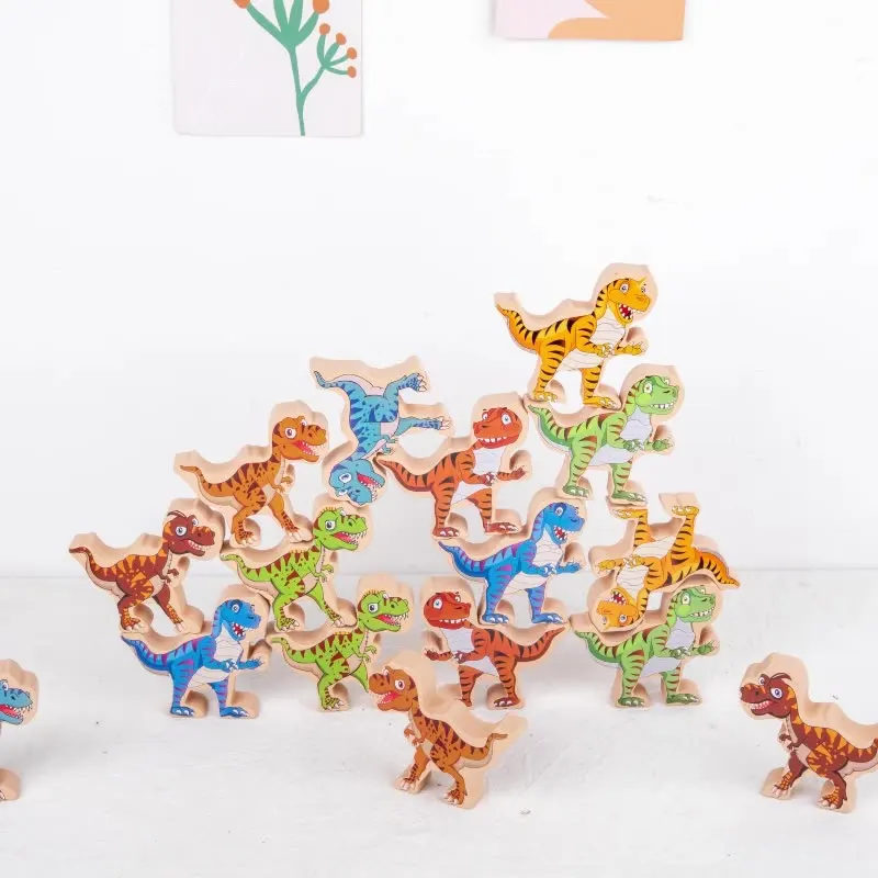 Wooden Dinosaur Balance Blocks Stack Toys For Kids