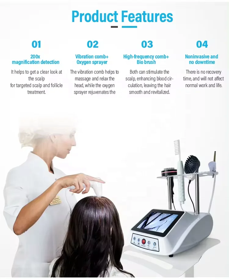 High Frequency Scalp Analyzer Hair Loss Treatment Hair Oxygen Therapy Growth Machine