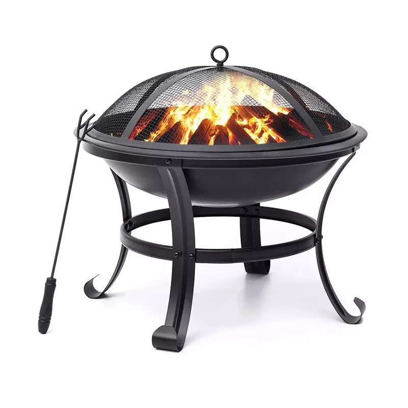 Outing Mate 22 inch Large Round metal fire pit bowl Wood Burning Patio & Backyard Firepit with Spark Screen