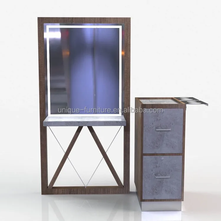 Fantastic salon station with mirror attractive barber mirror station double sided hair salon mirror station with led light