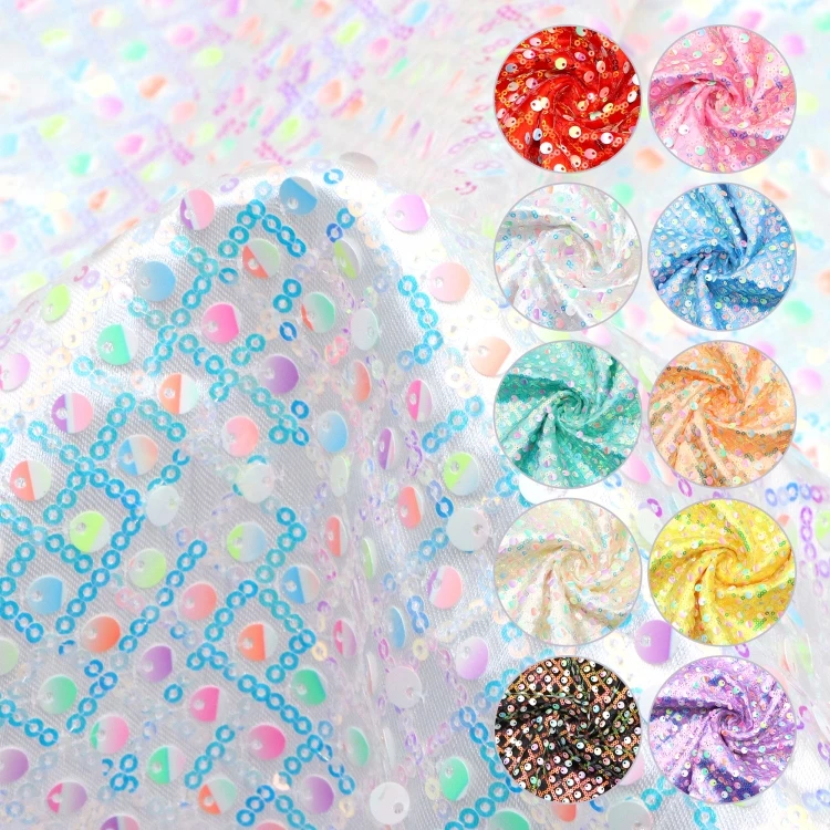 50x130cm Luxury Shiny Paillette Embriodery SatinMermaid Sequin Fabric for Wedding Dress Arts Crafts Sewing Cloth Background Wall