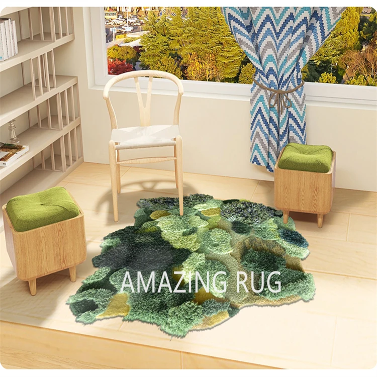 100% Wool And Silk Hand Made Big Size Kids Bedroom Floor Carpets Online Dark Green Carpet Square Design Carpet