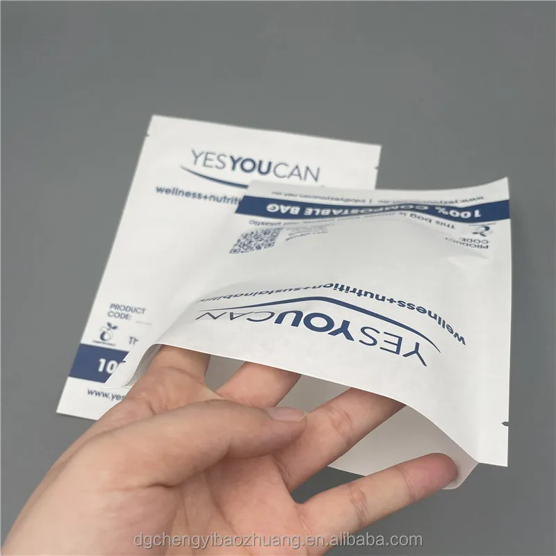 100% Compostable Bags Eco-friendly Biodegradable Craft Paper/Pla Cornstarch Plastic Packaging Pouches With Zipper