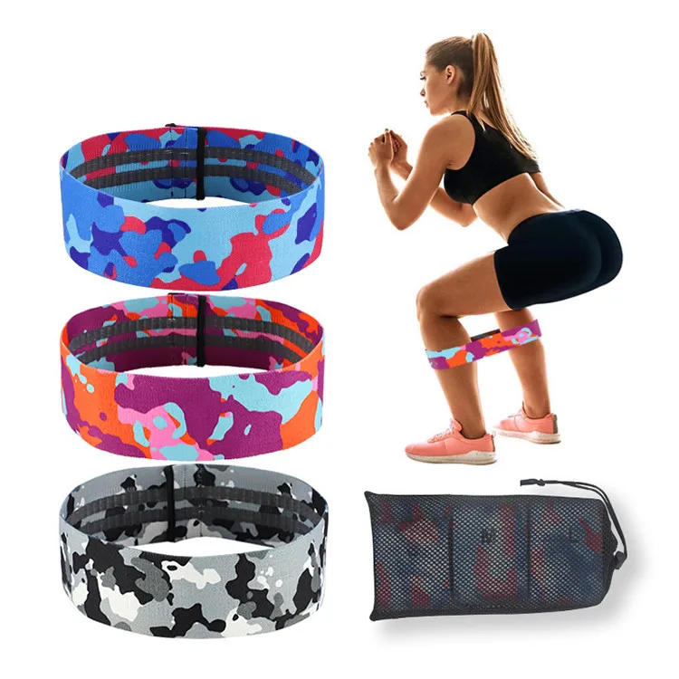 Camouflage booty elastic fabric resistance hip trainer circle band set