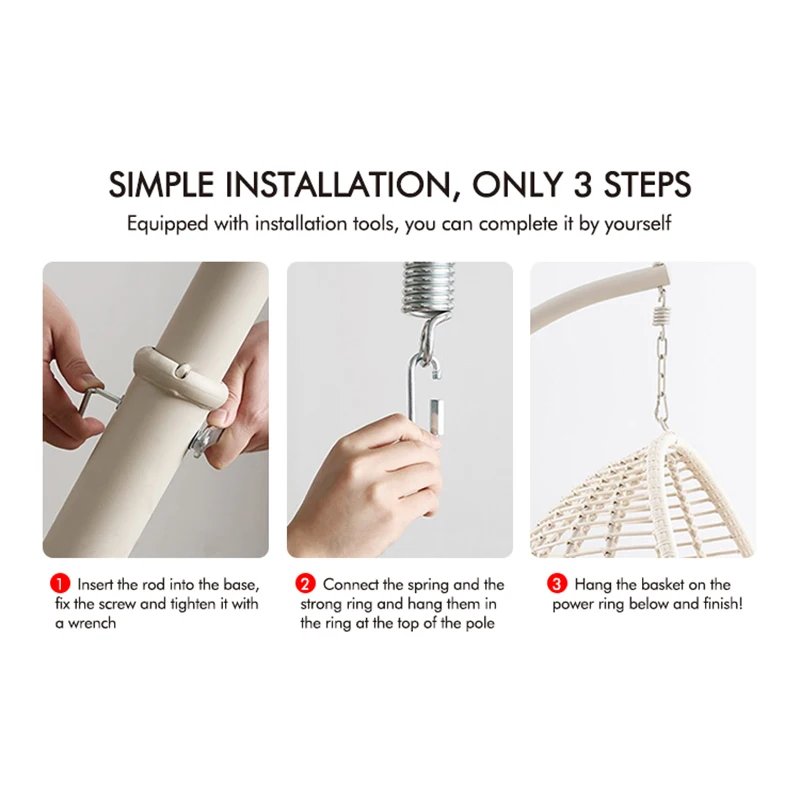 Outing Mate Oem/Odm Logo Iron Rustproof Frame foldable lazy wicker egg chair outdoor