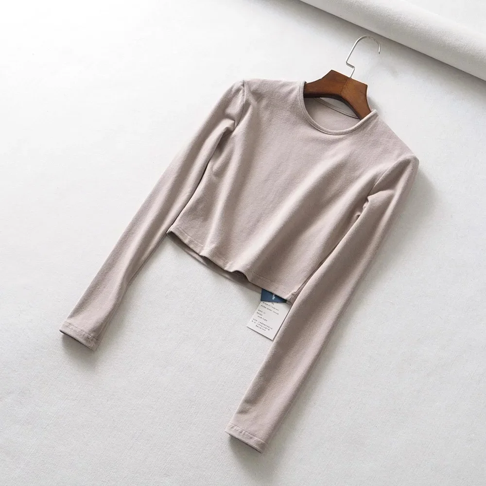 
2020 New Design Yoga Top Wholesale custom mujer sports clothing apparel blank plain sexy long sleeve women crop top 