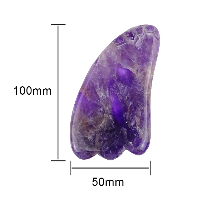 2021 Natural Body Guasha Massage Tool Amethyst Jade Stone Face Gua Sha Scraper With Custom Private Label Box