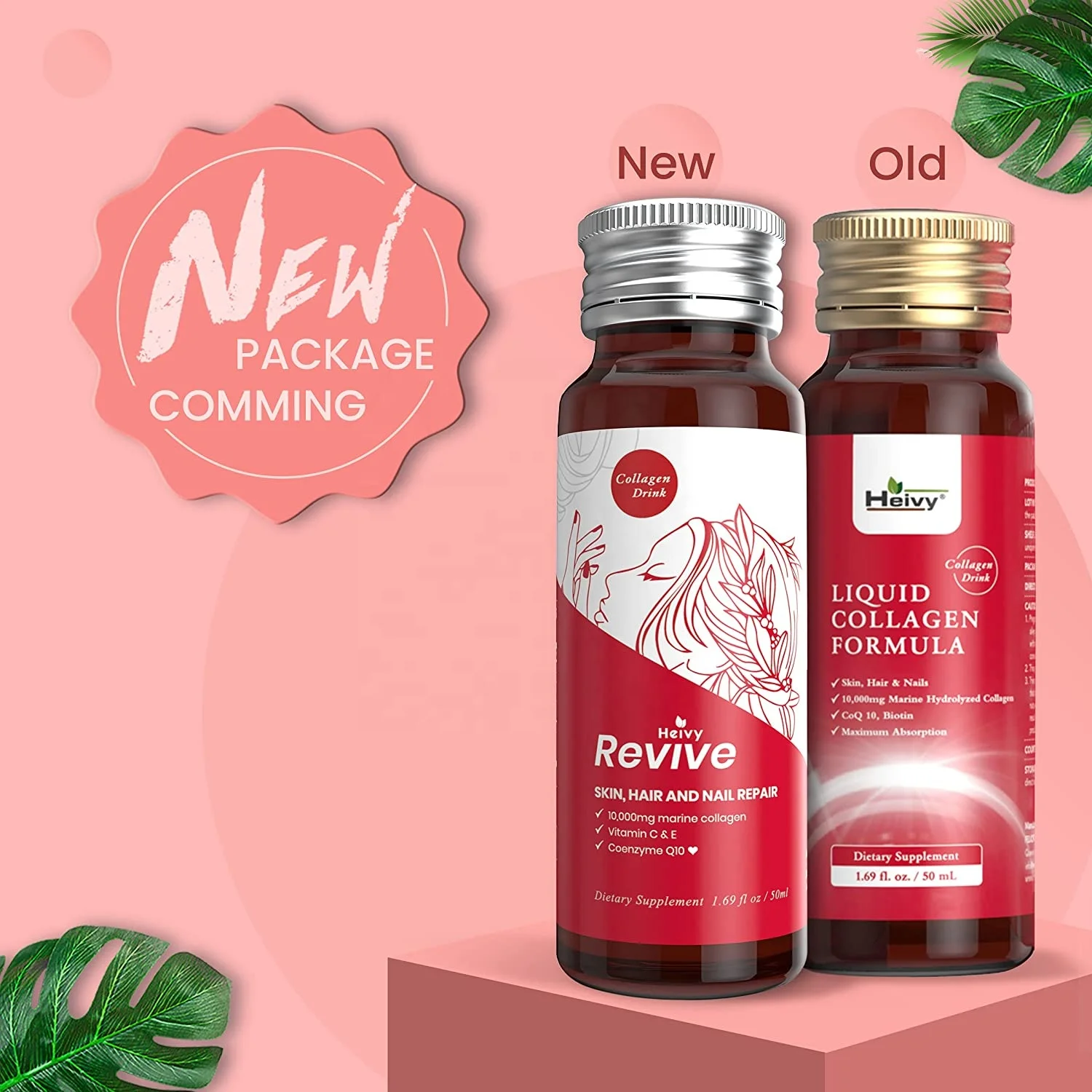 Natural Lady Beauty Products Skin Whitening Anti Aging Marine Collagen Drink 10,000mg With Coenzyme Q10 OEM