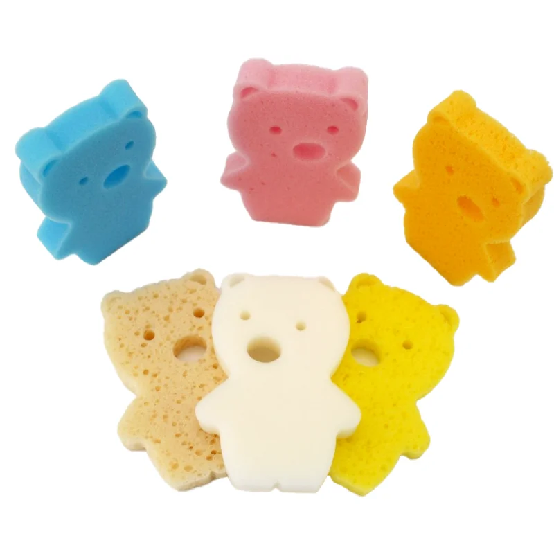 Wholesale Colorful teddy bear shape baby bath shower sponge
