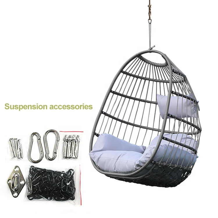 Uplion Rattan Egg Chair Aluminum Frame And Cushion Indoor Outdoor Bedroom Patio Foldable Camping Hammock Swing Chair