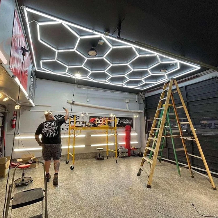 Прямая Продажа с завода дизайн улья шестигранный свет/гаражный свет/шестиугольная сетка светодиодный светильник для мастерской по уходу за