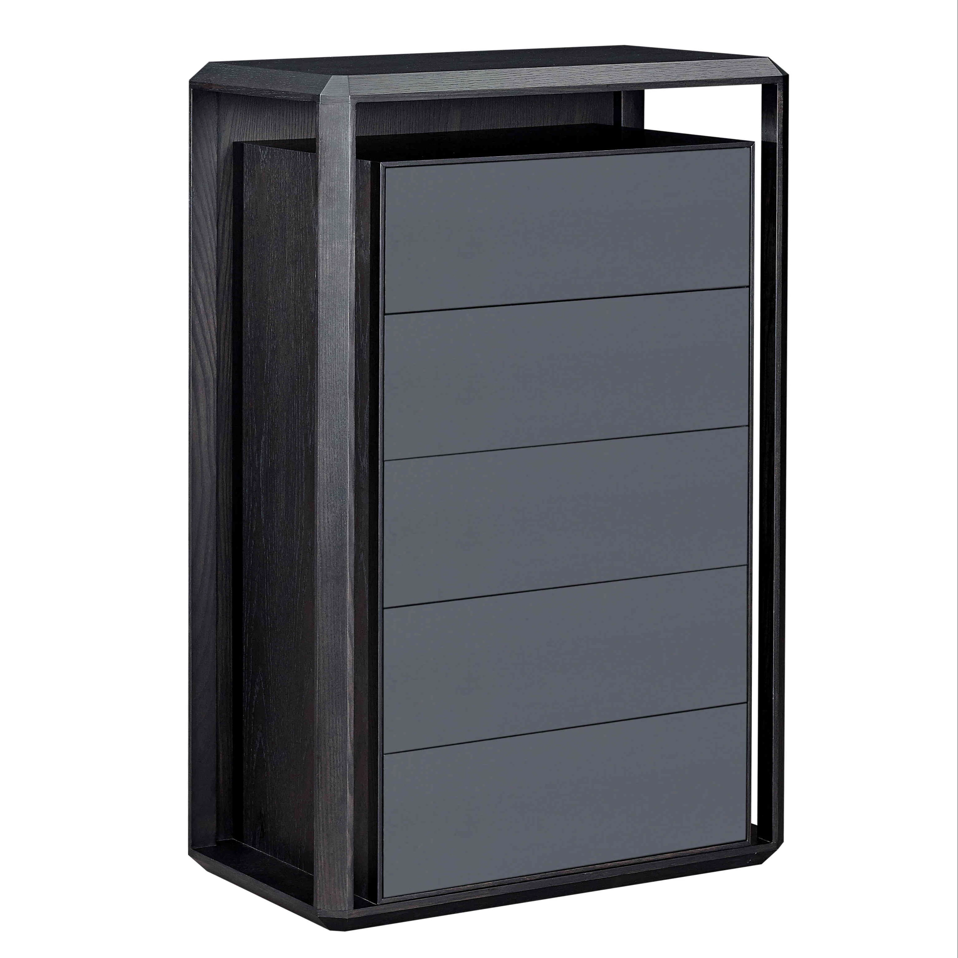 Modern Living room storage black cabinet furniture 5 drawers of wooden Chest wood cabinet