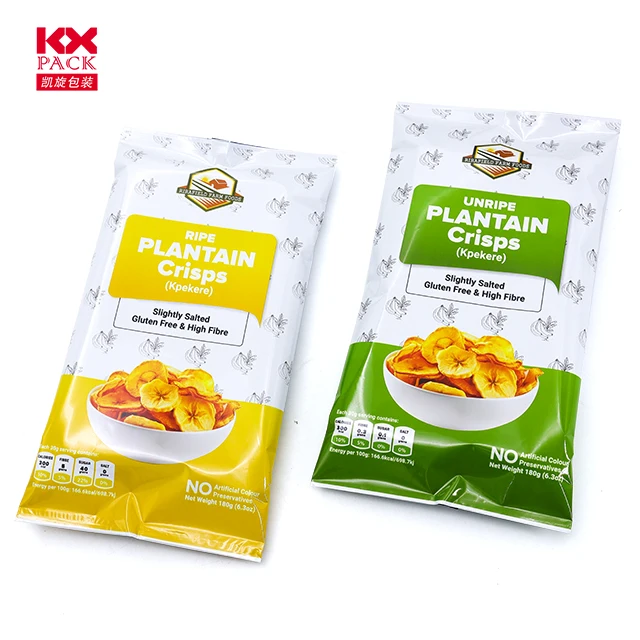 Packaging Printing Plastic Bags Aluminum Metal Plantain Chips Packaging Bag Potato Chips Bag