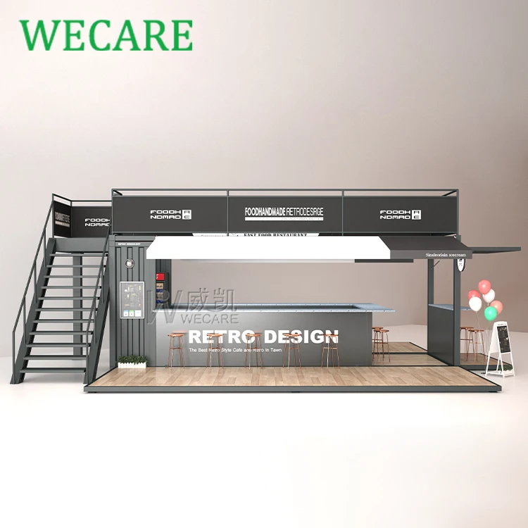 Wecare Professional Metal Customized Movable Container Shop Kiosk Foldable Container Store