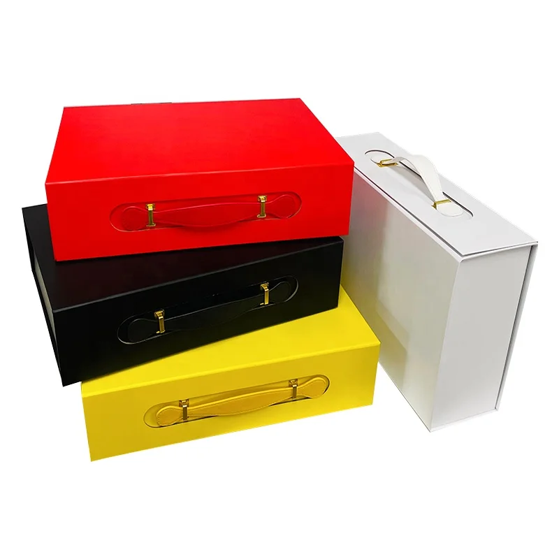 Eco Friendly Custom Logo Designer Cardboard Packaging Magnetic Closure Black Shoe Foldable Magnetic Paper Gift Box with handle