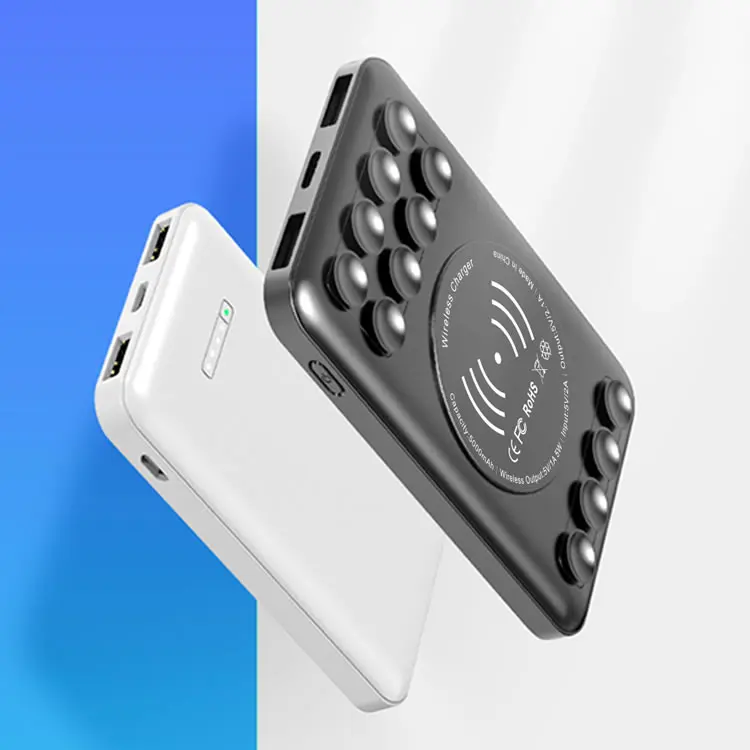 CE FCC ROHS производитель оптом Пользовательский логотип 5000mah беспроводной внешний аккумулятор на присоске
